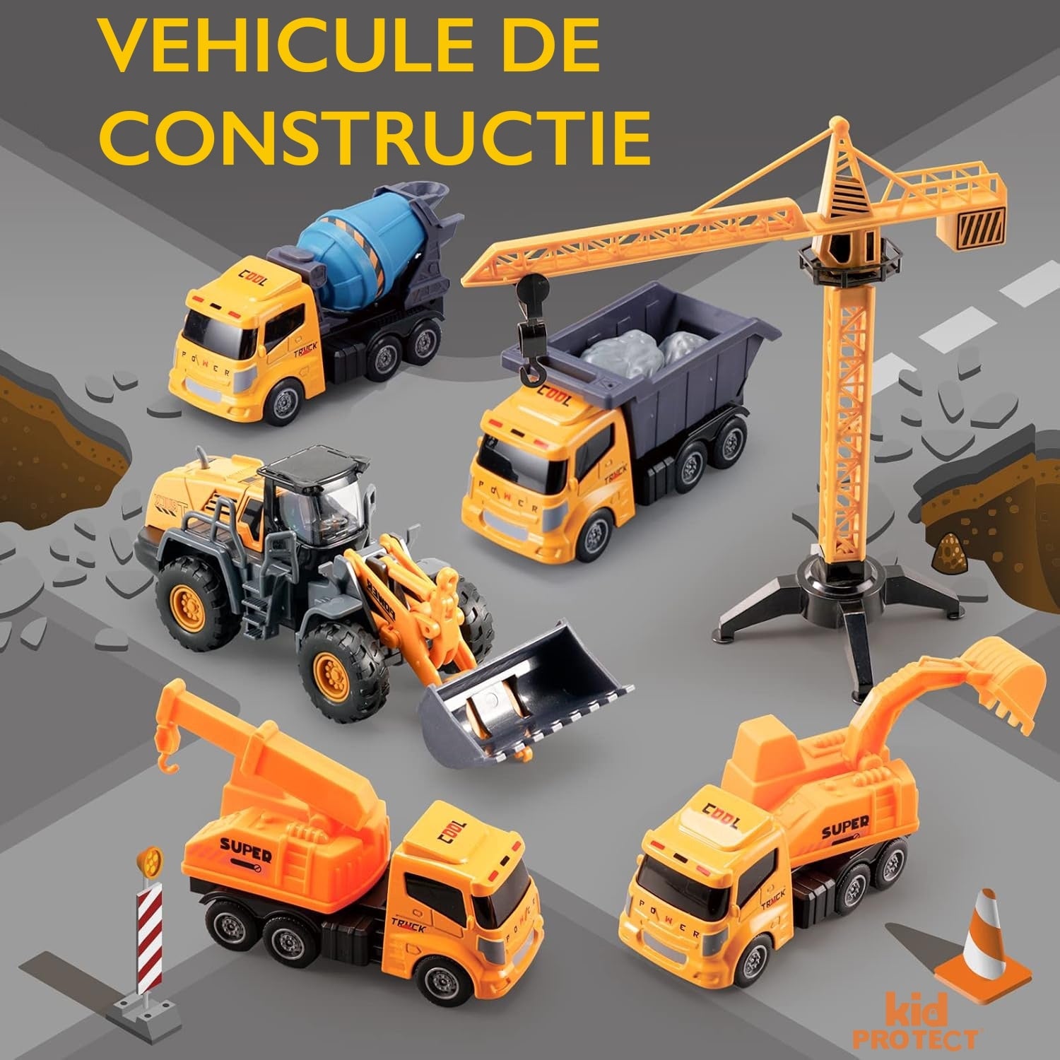 Set De Constructie Copii KidProtect Busy Builders, Galben Set De Constructie Copii KidProtect Busy Builders, Galben